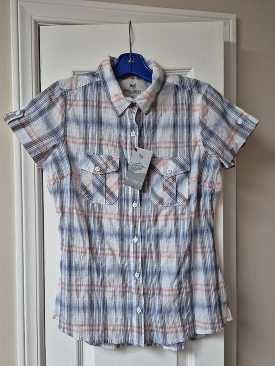 Windriver Tops - WindRiver Cotton Short Sleeve Button Down In Winter Plaid SZ Small, New W Tags!